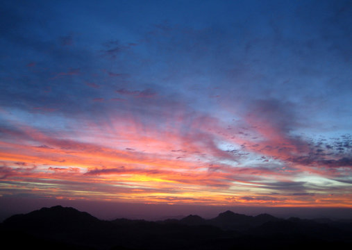 Beautiful sunrise, dawn in the mountains photo