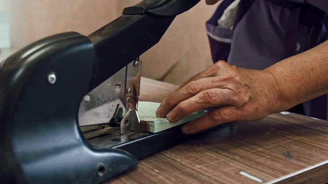 Mabual labour - stitching pages industrial stapler, polygraph industry, manual labour
