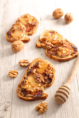 sandwich with cheese,walnut and honey