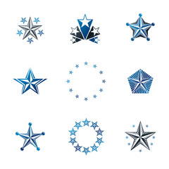 Ancient Stars emblems set. Heraldic vector design elements collection. Retro style label, heraldry logo.