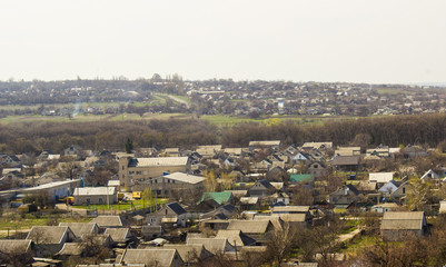 Obraz premium Village view from the hill
