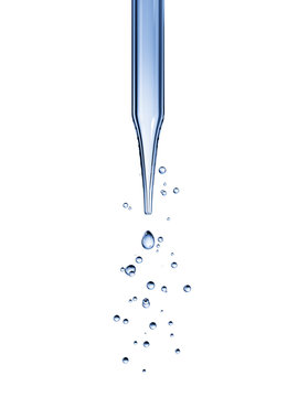 Close Up Pipette With Drop On White