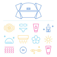 Naklejka premium Vector set for sunbathing.