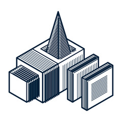 3D engineering vector, abstract shape made using cubes and geometric forms.