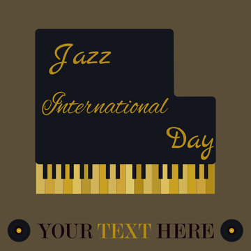 Background with the piano and golden keys for the Jazz International Day