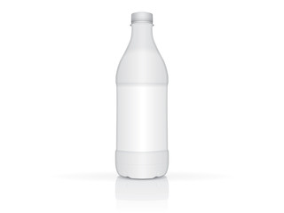 White plastic bottle with milk or yogurt for your design and logo. It's easy to change colors. Mock up Vector EPS 10