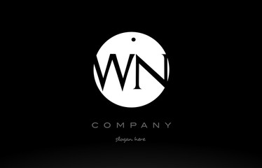 WN W N simple black white circle alphabet letter logo vector icon template