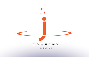J creative orange swoosh alphabet letter logo icon