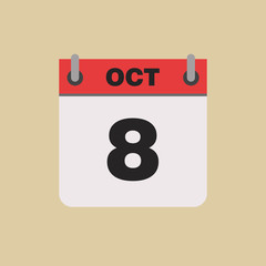 calendar flipping date time day month October simple flat vector illustration application app logo icon