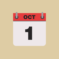 calendar flipping date time day month October simple flat vector illustration application app logo icon