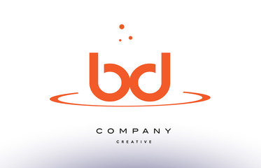 BD B D creative orange swoosh alphabet letter logo icon