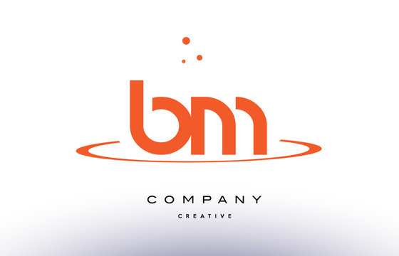 BM B M Creative Orange Swoosh Alphabet Letter Logo Icon