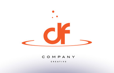 DF D F creative orange swoosh alphabet letter logo icon
