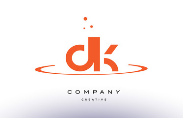 Fototapeta na wymiar DK D K creative orange swoosh alphabet letter logo icon