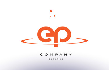 EP E P creative orange swoosh alphabet letter logo icon