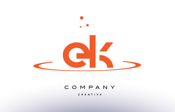 EK E K Creative Orange Swoosh Alphabet Letter Logo Icon