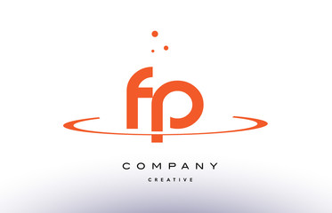 FP F P creative orange swoosh alphabet letter logo icon