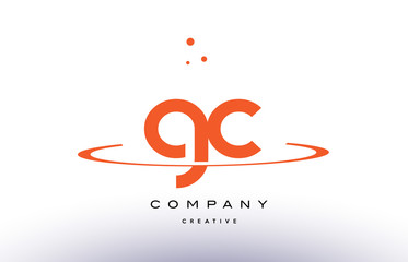 Obraz premium GC G C creative orange swoosh alphabet letter logo icon