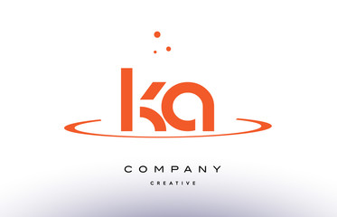 KA K A creative orange swoosh alphabet letter logo icon - obrazy, fototapety, plakaty