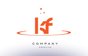 KF K F creative orange swoosh alphabet letter logo icon