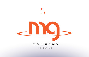 MG M G creative orange swoosh alphabet letter logo icon - obrazy, fototapety, plakaty