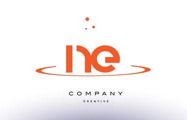 NE N E creative orange swoosh alphabet letter logo icon