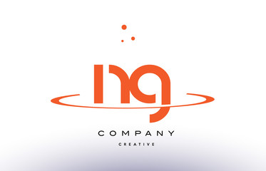 Fototapeta na wymiar NG N G creative orange swoosh alphabet letter logo icon