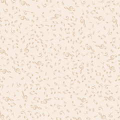 Beige background with music notes for graphic design.