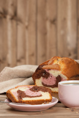 Homebaked Vanilla Chocolate Raspberry Cake. Tea.