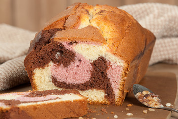 Homebaked Vanilla Chocolate Raspberry Cake.