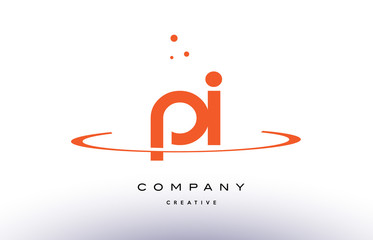 PI P I creative orange swoosh alphabet letter logo icon - obrazy, fototapety, plakaty