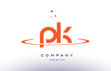 PK P K creative orange swoosh alphabet letter logo icon - obrazy, fototapety, plakaty