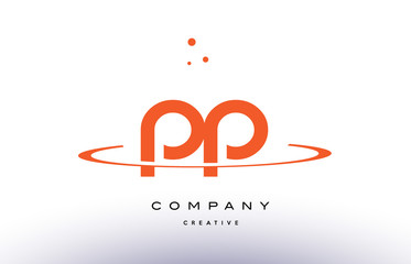 PP P creative orange swoosh alphabet letter logo icon