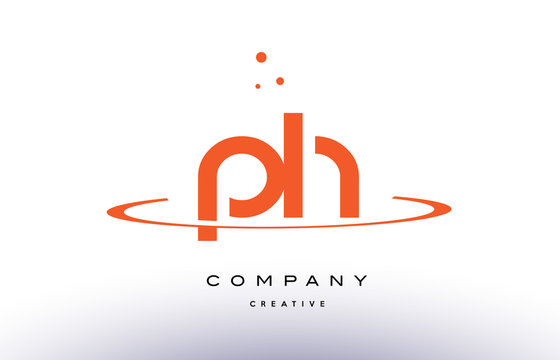 PH P H creative orange swoosh alphabet letter logo icon