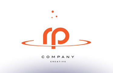 RP R P creative orange swoosh alphabet letter logo icon