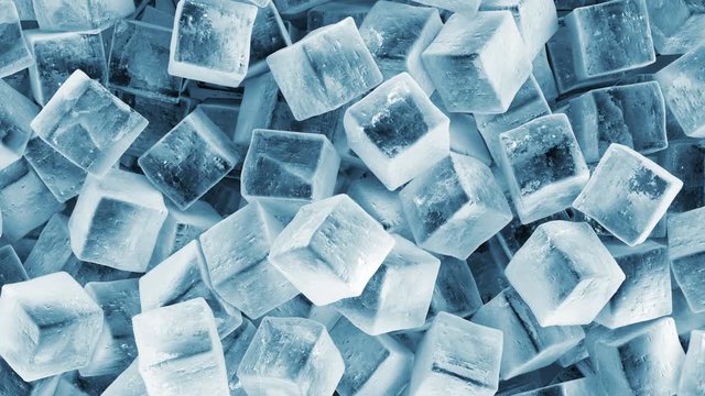 Seamless Looping 4K Animation of Heap of Blue Ice Cubes Abstract Background