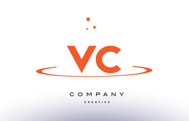 Fototapeta na wymiar VC V C creative orange swoosh alphabet letter logo icon
