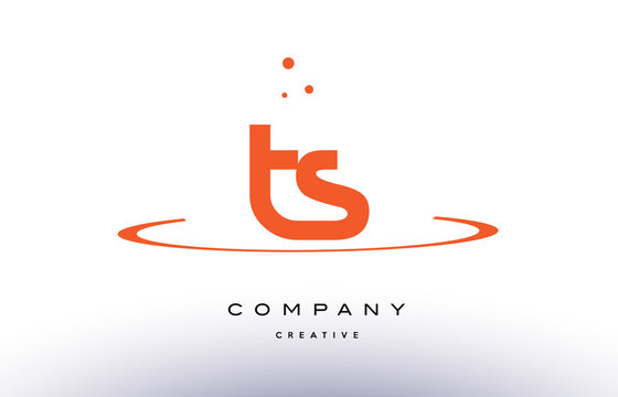 TS T S creative orange swoosh alphabet letter logo icon