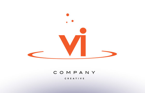 VI V I creative orange swoosh alphabet letter logo icon