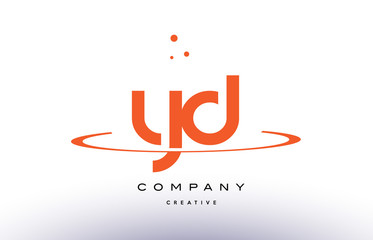 Fototapeta na wymiar YD Y D creative orange swoosh alphabet letter logo icon