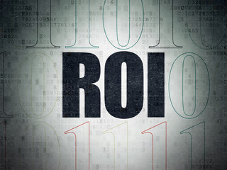 Business concept: ROI on Digital Data Paper background