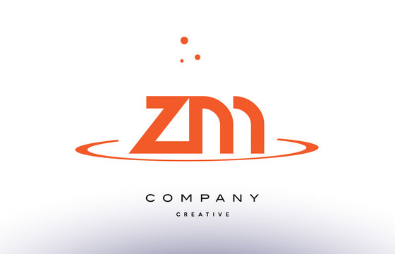 ZM Z M Creative Orange Swoosh Alphabet Letter Logo Icon