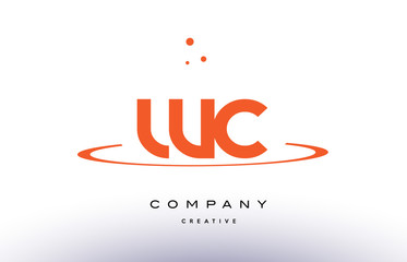 Fototapeta na wymiar WC W C creative orange swoosh alphabet letter logo icon