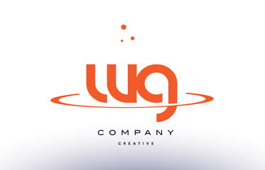 Fototapeta na wymiar WG W G creative orange swoosh alphabet letter logo icon