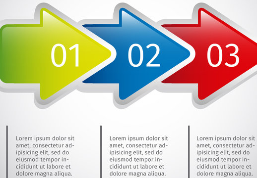 Horizontal Multicolored Overlapping Arrow Infographic
