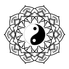 yin yang symbol with mandala