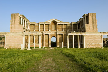 Fototapeta na wymiar The gymnasium at Sardes constructed during the reign of the Roman emperor Septimius Severus.