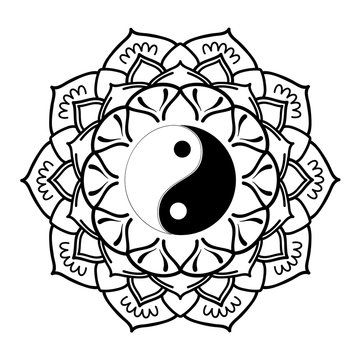 yin yang symbol with mandala