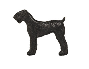 Black dog figure on white background, airedale terrier