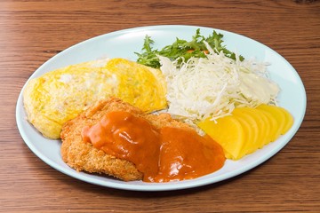 donkatsu omelette rice, 돈까스 오므라이스, 오믈렛